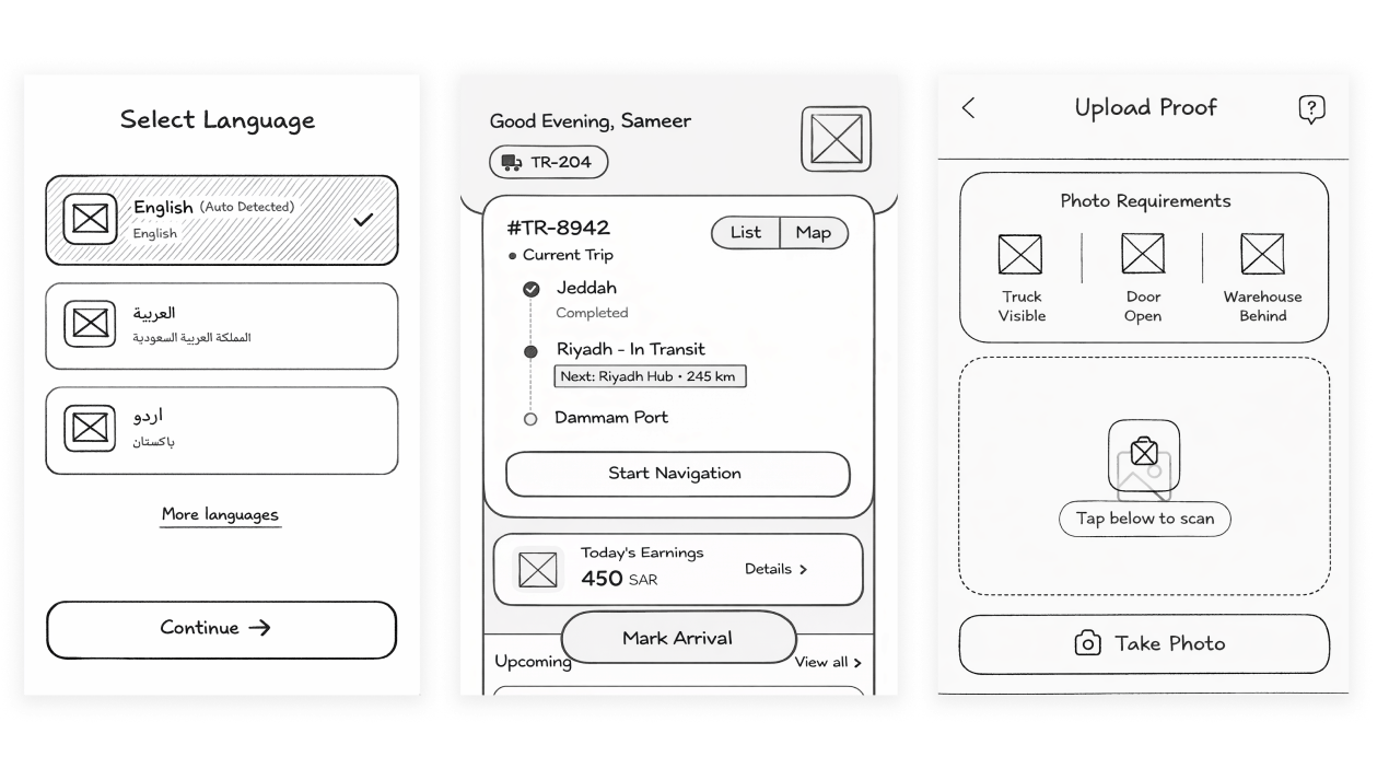 HaulPath wireframes