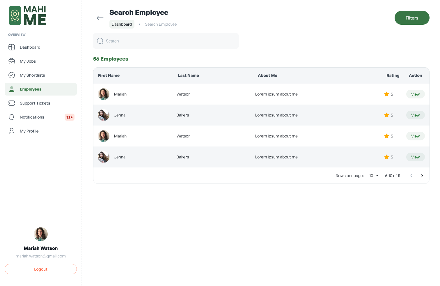 Search employees